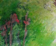 Mein klitzekleines Irisbeet, Serie "urban gardening project", Acryl, Gesteinsmehle, Papier, 100x100 cm