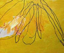 Crysantheme II, Serie "denn wo ist Heimat, keiner weiß Bescheid", Acryl auf Papier, 50x23 cm